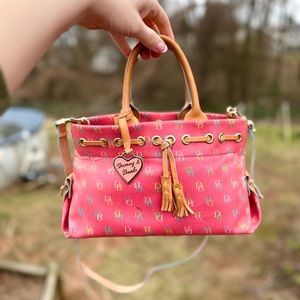 Dooney & Bourke Vintage Purse Y2K Pink Monogram Satchel Tote Shoulder Bag